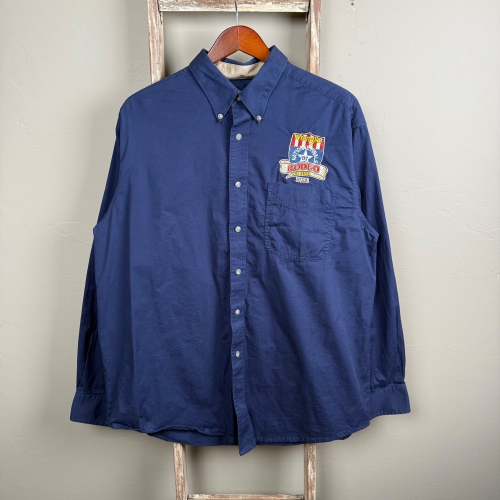 Wrangler 2007 National Finals Rodeo Las Vegas‎ Blue Longsleeve Button Shirt XL